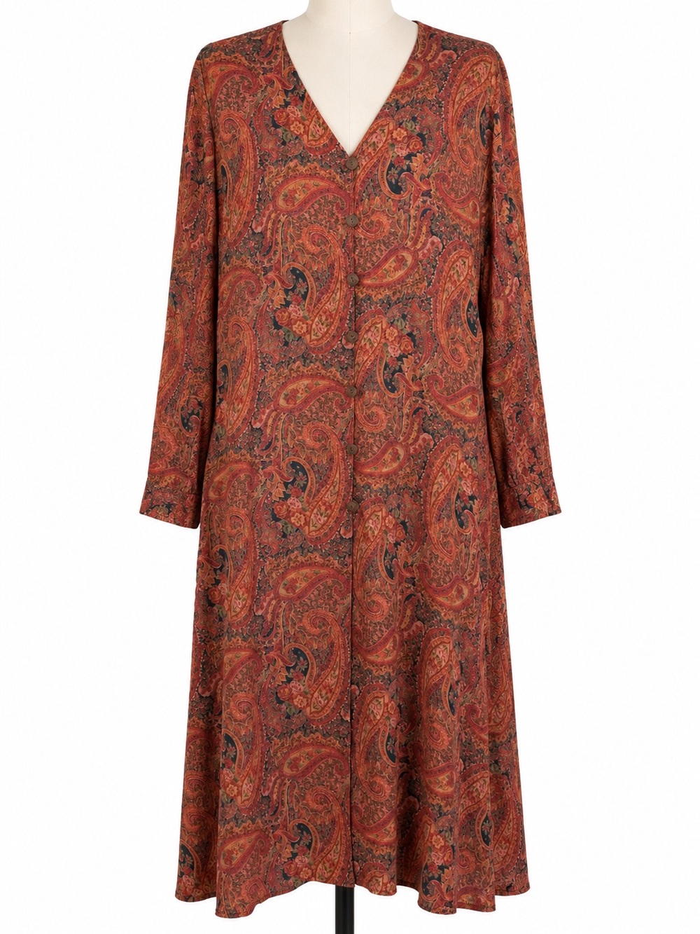 April Cornell Paisley Rayon Boho Midi Dress Duster Cardigan Large Vintage Style